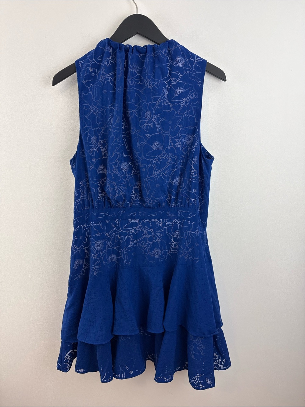 TED BAKER Timmia Asymmetric Tiered Mini Dress. Cobalt blue. Size XL - Picture 9 of 11